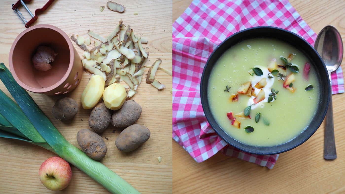Kartoffel-Lauch-Suppe mit Bratapfel · Bio Mio