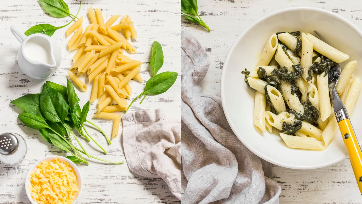 Spinat Pasta mit getrockneten Tomaten