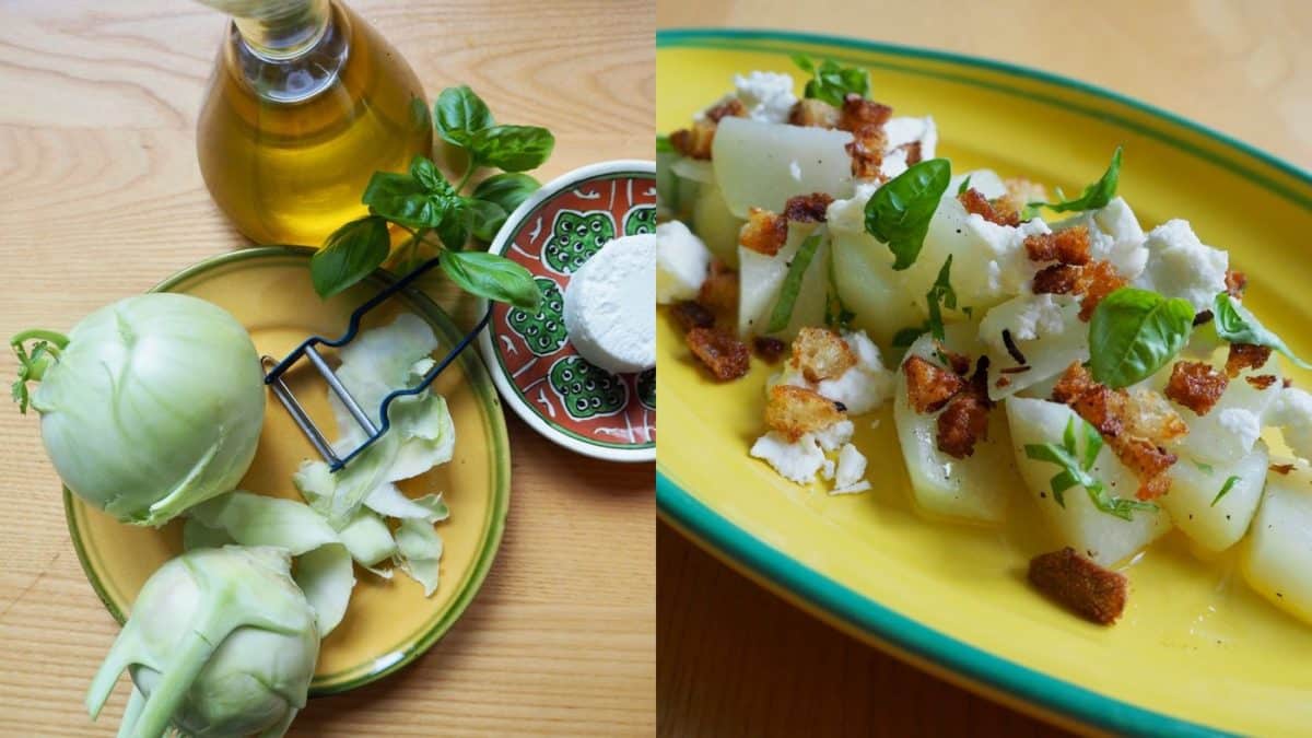 Kohlrabi-Salat mit Ziegenkäse
