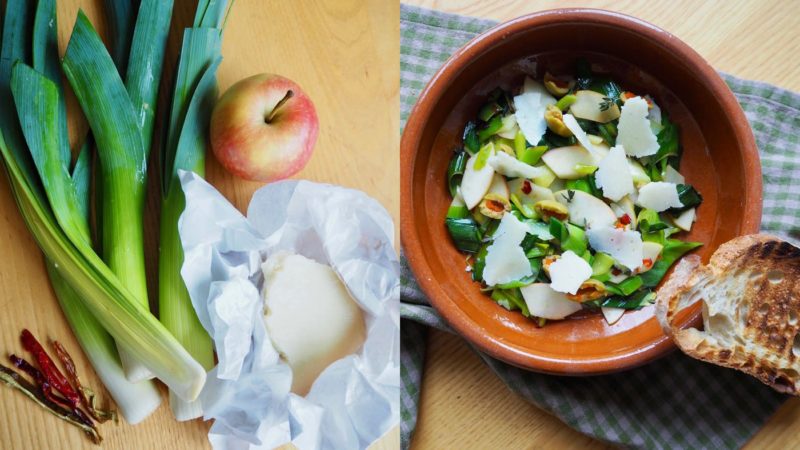 Lauchsalat mit Apfel und Pecorino · Bio Mio