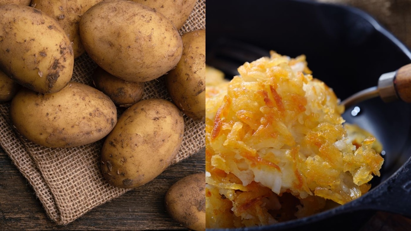 Kartoffeln und Kartoffelgericht in der Pfanne.