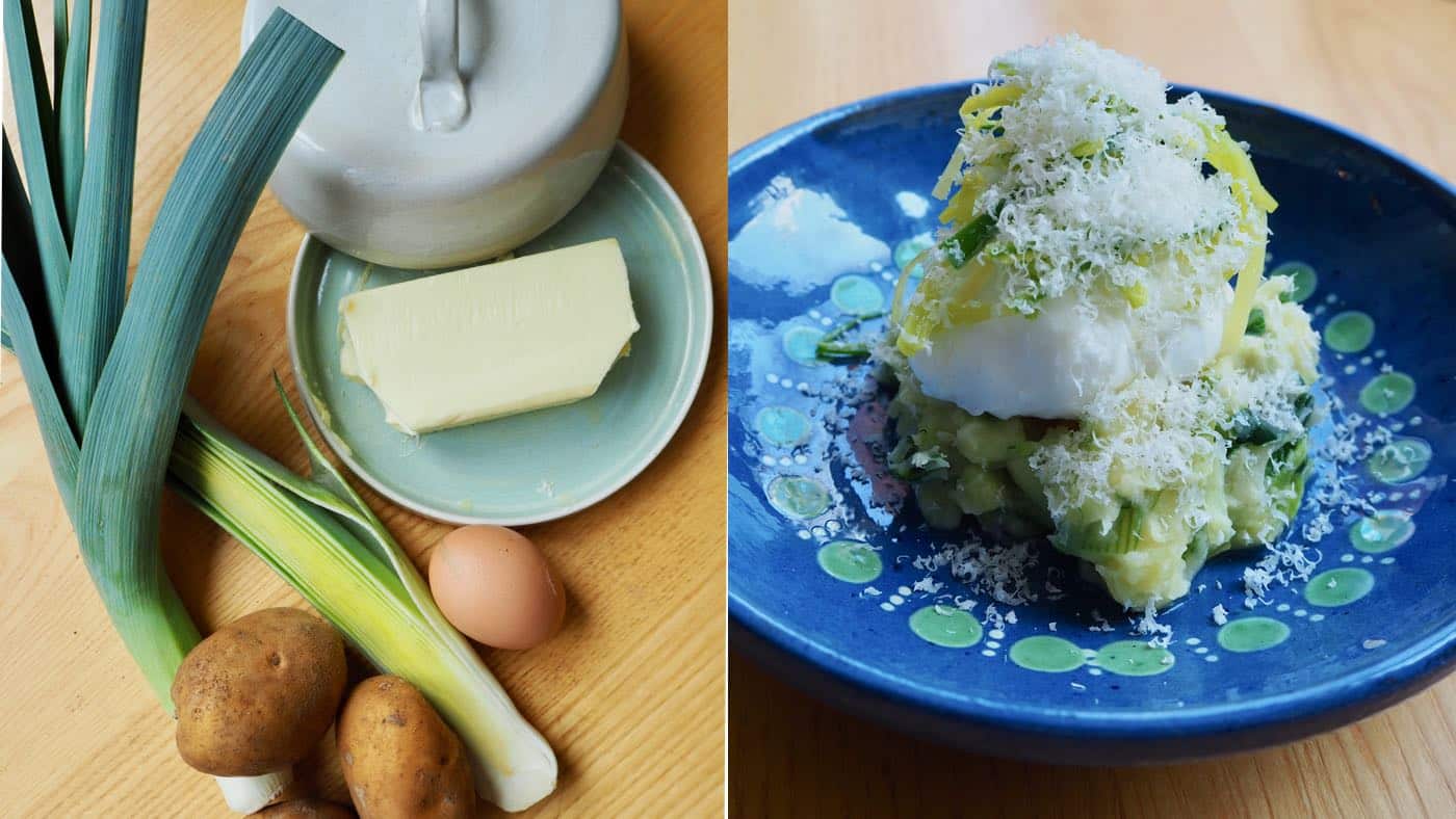 Pochiertes Ei mit Lauch-Kartoffel-Stampf Pochiertes Ei mit Lauch-Kartoffel-Stampf