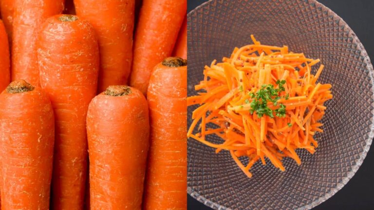 Karotten und Karottensalat auf Teller