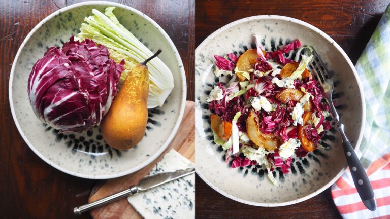 Radicchio-Birnen-Salat mit Gorgonzola und Weißkohl
