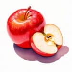 Roter Apfel und halber Apfel auf weiss