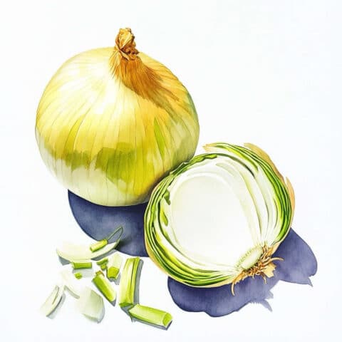 Ganze und halbe Zwiebel