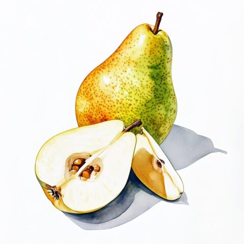 Ganze und geschnittene Birne