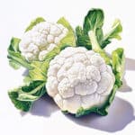 Zwei Blumenkohlgemüse mit grünen Blättern