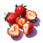Frische Erdbeeren, einige aufgeschnitten