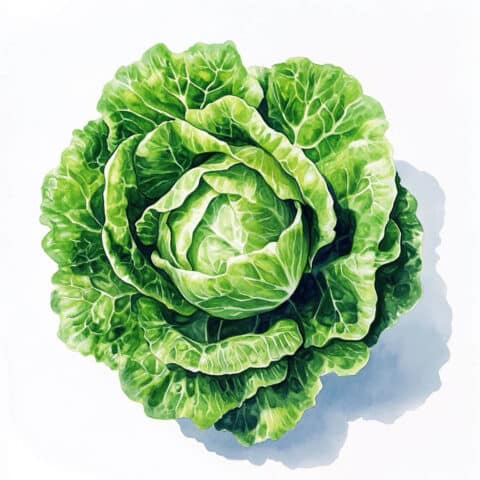 Grüner Kopfsalat auf weissem Hintergrund