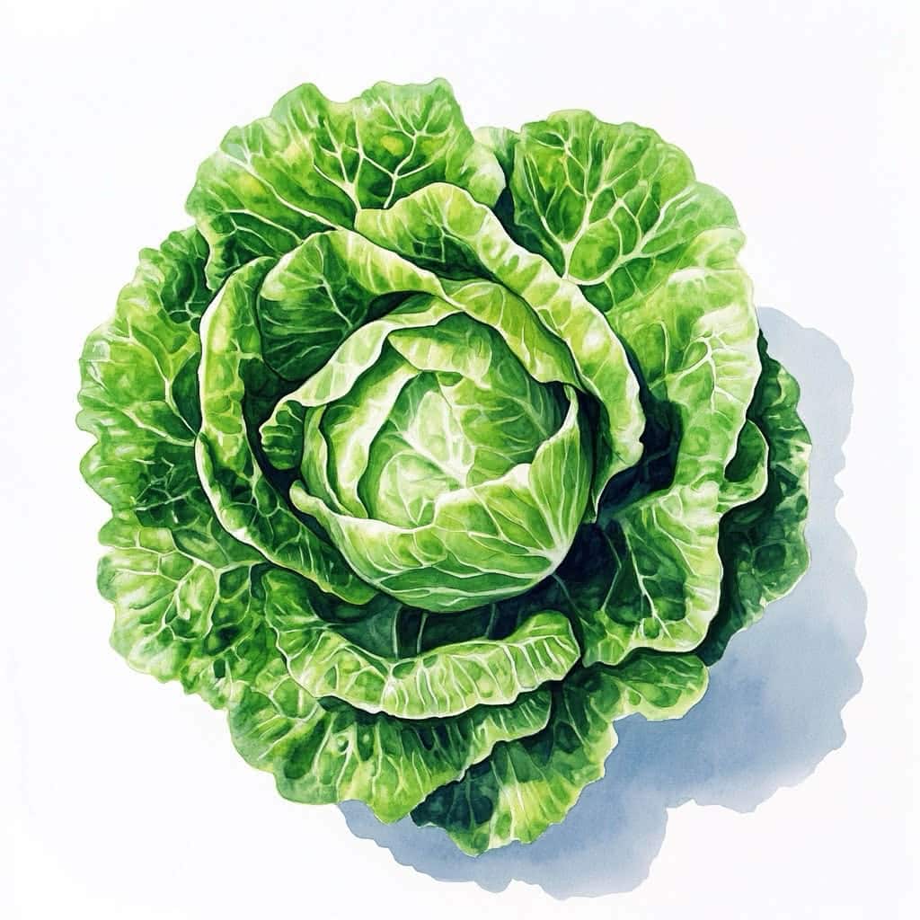 Grüner Kopfsalat auf weissem Hintergrund