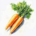 Zwei frische Rüebli mit grünem Kraut