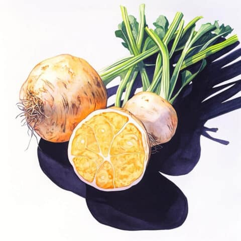 Knollensellerie auf weissem Hintergrund