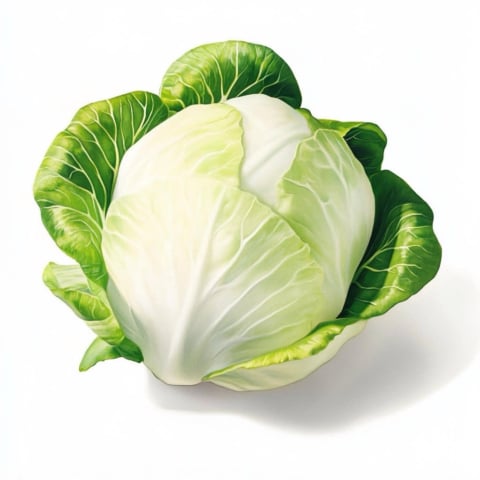 Frischer grüner Weißkohl auf weißem Hintergrund.